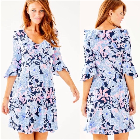 Lilly Pulitzer Stirling Dress: Bright Navy Amore - Picture 1 of 8